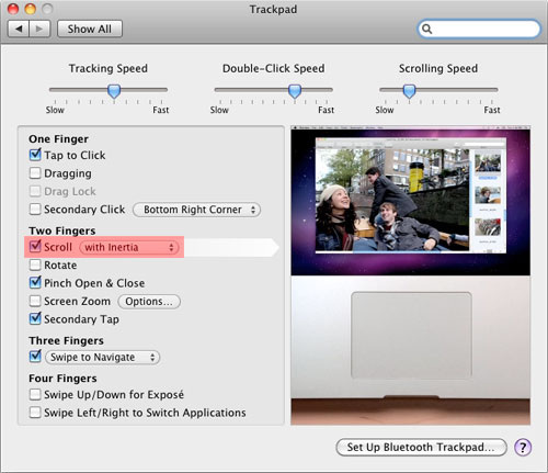 OS X: Trackpad scrolling with inertia