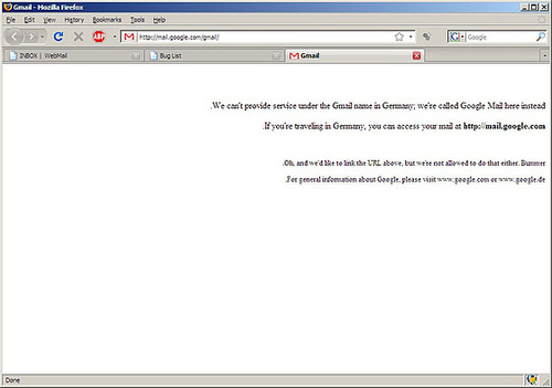 No GMail in Germany