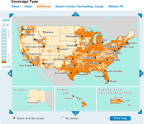 AT&T Wireless Prepaid Coverage Map